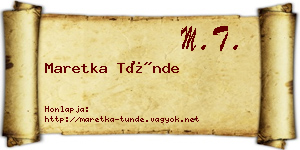 Maretka Tünde névjegykártya